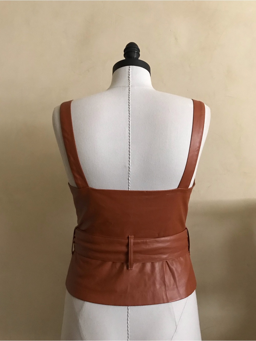 Rust Brown Vegan Leather Tie-Waist Top - Picture 5 of 9